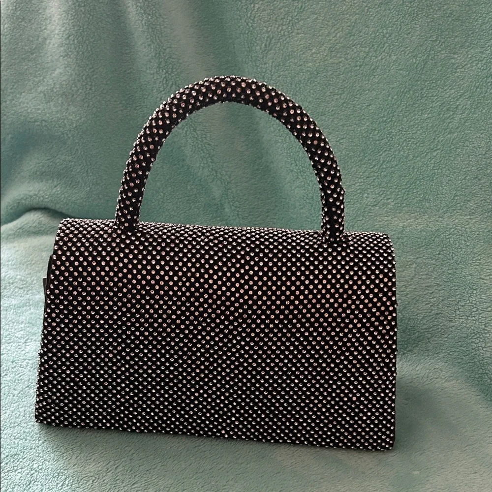 Jessica McClintock Black and White Polka Dot Clutch - Picture 2 of 7